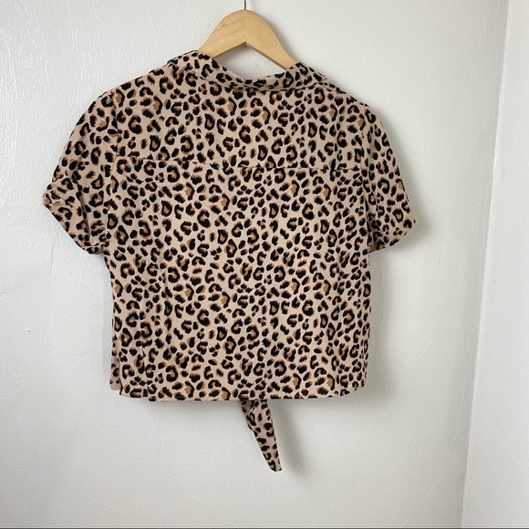 Divided (H&M) Animal Print Top. Bl/Tan. Sz 4. - Picture 2 of 8